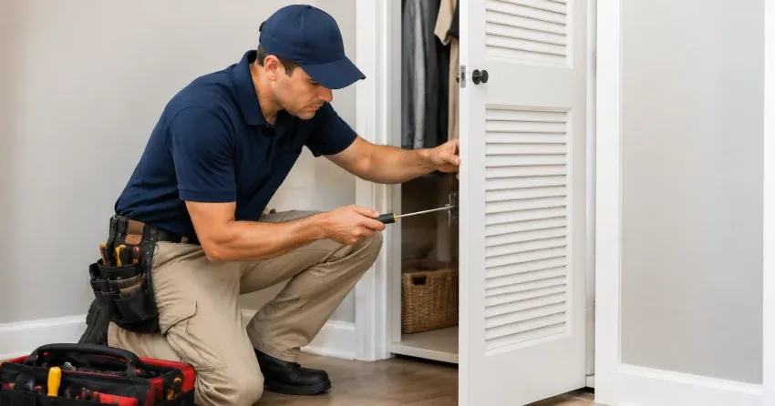 technician repairing doorbell button and wiring in Riverwalk, Cambridge