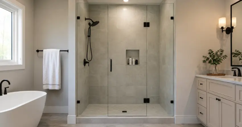 new frameless glass shower door installed in Blackbridge, Cambridge