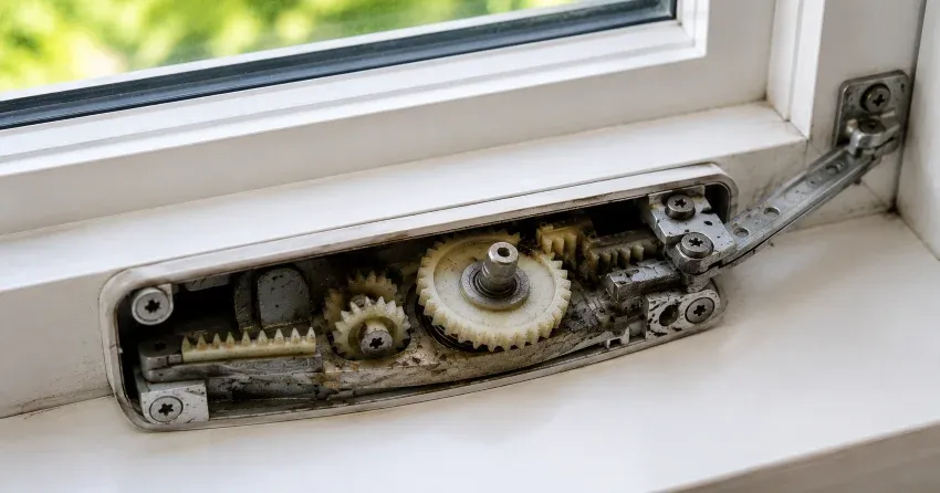 technician replacing casement window crank operator in Coronation, Cambridge home