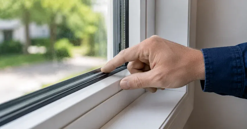 technician inspecting window glass seal in Blackbridge, Cambridge
